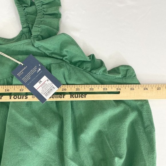 Universal Thread Women's Dress 2X Green Flutter Sleeveless Mini Ruffle Plus New - Picture 12 of 12